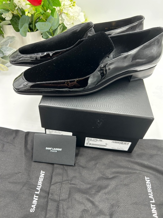 Men’s Saint Laurent patent/velvet loafers. Size 45/12 US.  Made in Italy. main image 11
